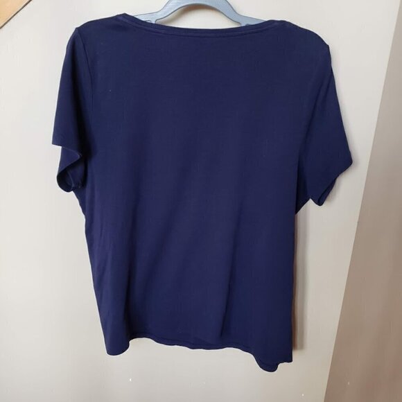 Talbots Beaded Crew Neck Navy Plus Sized Tee Size 2X - Picture 3 of 4